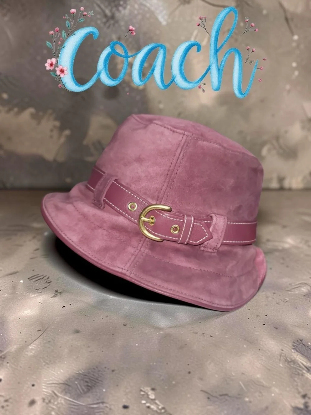 Coach Soho Vintage Suede Buckle Bucket Hat NWT Small